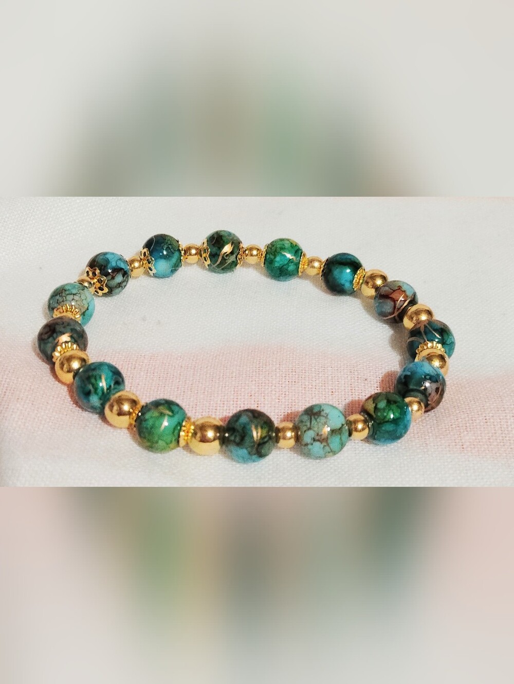 Handmade Glass Bracelet One Of A Kind. Cyan Mix And Blue. Lot Of 3 Size 7'' - Picture 13 of 17